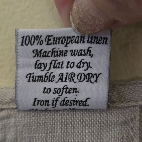 Crown Linen Designs 100% Linen Neutral Beige 3/4 Bell Sleeve Lagonlook Top Size - Picture 7 of 7